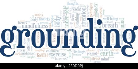 Grounding word cloud conceptual design isolated on white background. Stock Vector