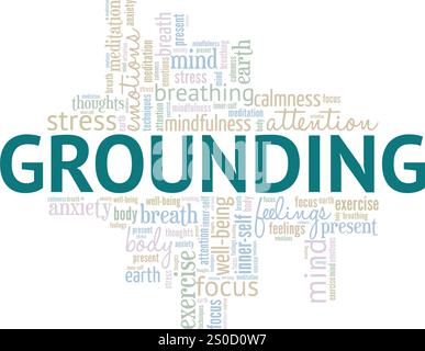 Grounding word cloud conceptual design isolated on white background. Stock Vector