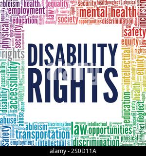 Disability Rights word cloud conceptual design isolated on white background. Stock Vector