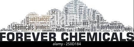 Forever Chemicals word cloud conceptual design isolated on white background. Stock Vector