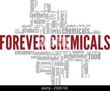 Forever Chemicals word cloud conceptual design isolated on white background. Stock Vector