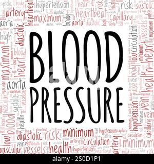 Blood Pressure word cloud conceptual design isolated on white background. Stock Vector