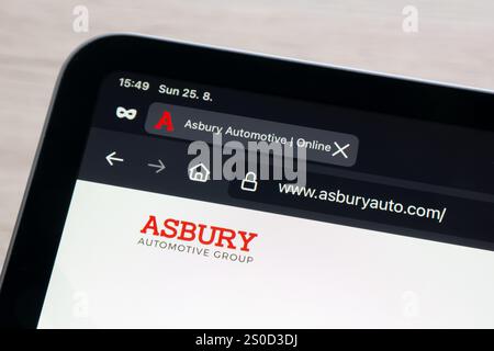 OSTRAVA, CZECHIA - AUGUST 25, 2024: Website of Asbury Automotive Group company that operates auto dealerships Stock Photo