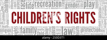 The Word Development Rights Children's Rights word cloud conceptual design isolated on white ...