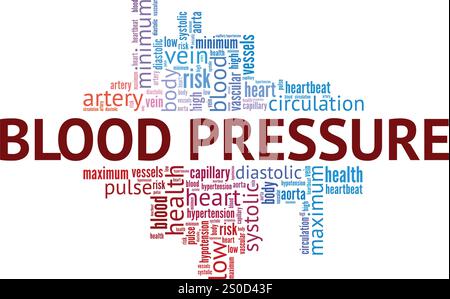 Blood Pressure word cloud conceptual design isolated on white background. Stock Vector