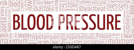 Blood Pressure word cloud conceptual design isolated on white background. Stock Vector