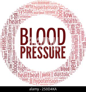 Blood Pressure word cloud conceptual design isolated on white background. Stock Vector