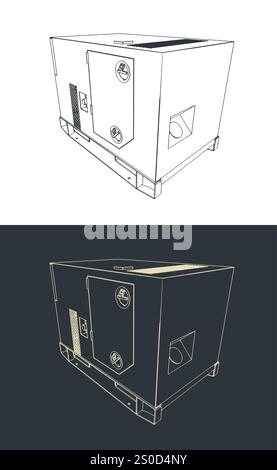 Stylized vector illustrations of military generator Stock Vector