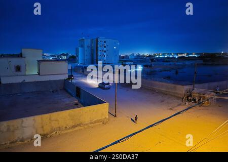 Mauritania, Nouakchott, night view of a peripheral neighborhood of the Capital Stock Photo