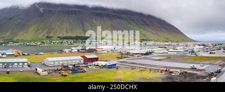 Isafjordur, Iceland - 25 August 2024: Panoramic view of the remote town of Isafjordur in the north of Iceland Stock Photo