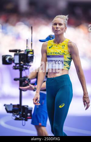 Eleanor Patterson participating in the high jump at the Paris 2024 Olympic Games. Stock Photo