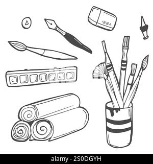 Art and craft hand drawn vector symbols Stock Vector