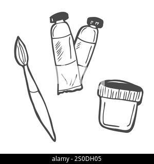 painting tools doodle Stock Vector