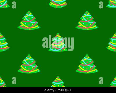Decorated Christmas trees seamless pattern. Christmas tree with garland and balls in minimalist style. Symbol of the New Year. Design for wrappers, co Stock Vector