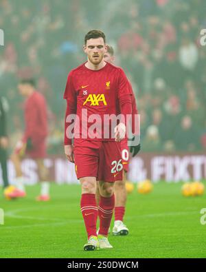 Liverpool's Andrew Robertson warms up during the Premier League match between Liverpool and Leicester City at Anfield, Liverpool on Thursday 26th December 2024. (Photo: Steven Halliwell | MI News) Credit: MI News & Sport /Alamy Live News Stock Photo