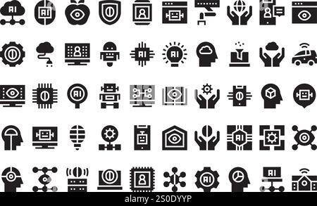 Artificial intelligence icons High-Quality Vector Icons Collection with Editable Stroke. Ideal for Professional and Creative Projects. Stock Vector