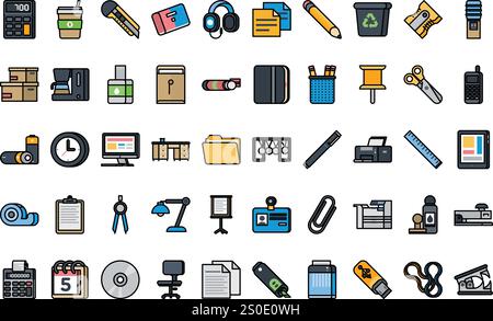 Office material icons High-Quality Vector Icons Collection with Editable Stroke. Ideal for Professional and Creative Projects. Stock Vector