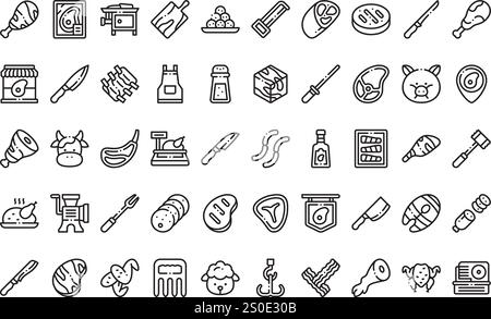 Butcher icons High-Quality Vector Icons Collection with Editable Stroke. Ideal for Professional and Creative Projects. Stock Vector