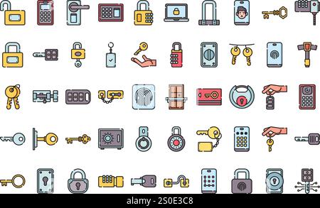 Keys and locks icons High-Quality Vector Icons Collection with Editable Stroke. Ideal for Professional and Creative Projects. Stock Vector