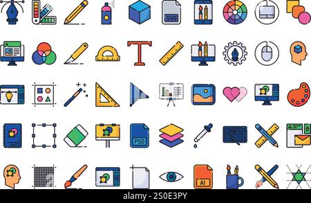 Graphic design icons High-Quality Vector Icons Collection with Editable Stroke. Ideal for Professional and Creative Projects. Stock Vector