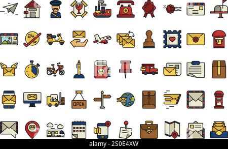 Post office icons High-Quality Vector Icons Collection with Editable Stroke. Ideal for Professional and Creative Projects. Stock Vector