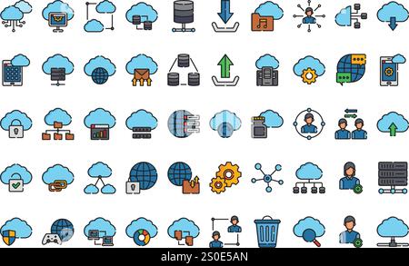 Cloud computing icons High-Quality Vector Icons Collection with Editable Stroke. Ideal for Professional and Creative Projects. Stock Vector