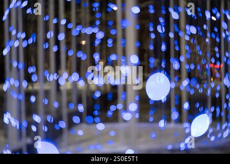 Blue lights bokeh background. Christmas and New Year concept Stock Photo