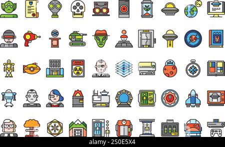 Science fiction icons High-Quality Vector Icons Collection with Editable Stroke. Ideal for Professional and Creative Projects. Stock Vector