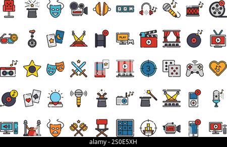 Entertainment icons High-Quality Vector Icons Collection with Editable Stroke. Ideal for Professional and Creative Projects. Stock Vector