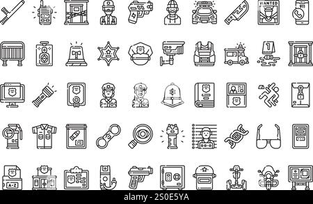 Police icons High-Quality Vector Icons Collection with Editable Stroke. Ideal for Professional and Creative Projects. Stock Vector