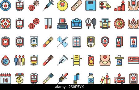 World blood donor day icons High-Quality Vector Icons Collection with Editable Stroke. Ideal for Professional and Creative Projects. Stock Vector