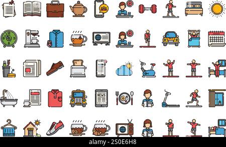 Morning routine icons High-Quality Vector Icons Collection with ...