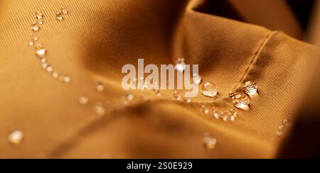 water drops on waterproof fabric. copy space Stock Photo