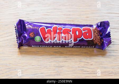Cadburys Wispa chocolate bar snack on a table Stock Photo