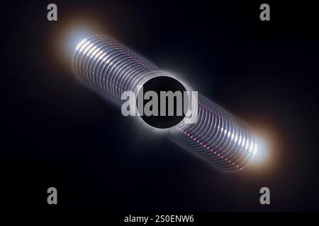 A composite showing the sequence of events surrounding totality of the total eclipse of the Sun. Stock Photo