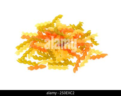 Raw color pasta isolated on white background Stock Photo