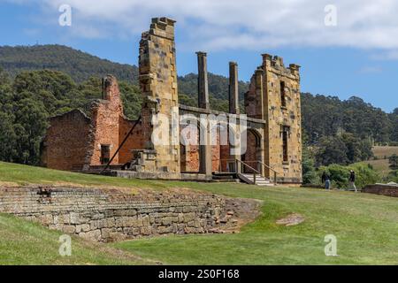 Port Arthur historic site Tasmania, with ruins of the former hospital building, Port Arthur is now a major tourist attraction and open air museum Stock Photo