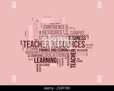 Teacher Resources word cloud template. Teacher Resources concept vector tagcloud background. Stock Vector