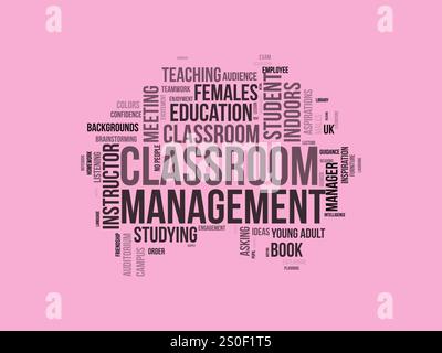 Classroom Management word cloud template. Classroom Management concept vector tagcloud background. Stock Vector