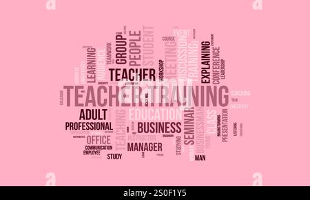 Teacher Training word cloud template. Teacher Training concept vector tagcloud background. Stock Vector
