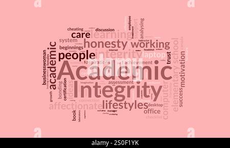 Academic Integrity word cloud template. Academic Integrity concept vector tagcloud background. Stock Vector