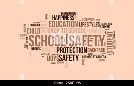 School Safety word cloud template. School Safety concept vector tagcloud background. Stock Vector