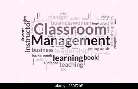 Classroom Management word cloud template. Classroom Management concept vector tagcloud background. Stock Vector
