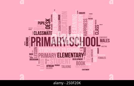 Primary School word cloud template. Primary School concept vector tagcloud background. vector illustration. Stock Vector
