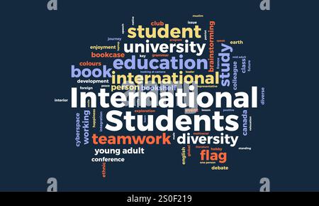 International Students word cloud template. International Students concept vector tagcloud background. vector illustration. Stock Vector