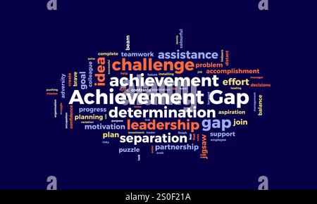 Achievement Gap word cloud template. Achievement Gap concept vector tagcloud background. Stock Vector