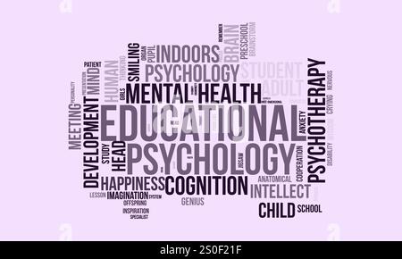 Educational Psychology word cloud template. Educational Psychology concept vector tagcloud background. Stock Vector