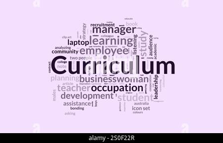 Curriculum word cloud template. Curriculum concept vector tagcloud background. Stock Vector