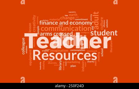 Teacher Resources word cloud template. Teacher Resources concept vector tagcloud background. Stock Vector