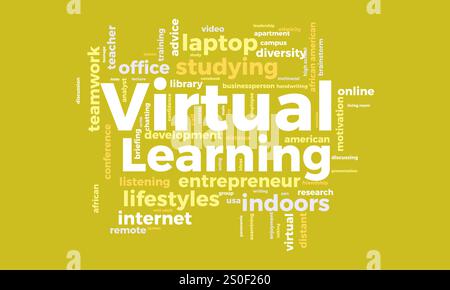 Virtual Learning word cloud template. Virtual Learning concept vector ...